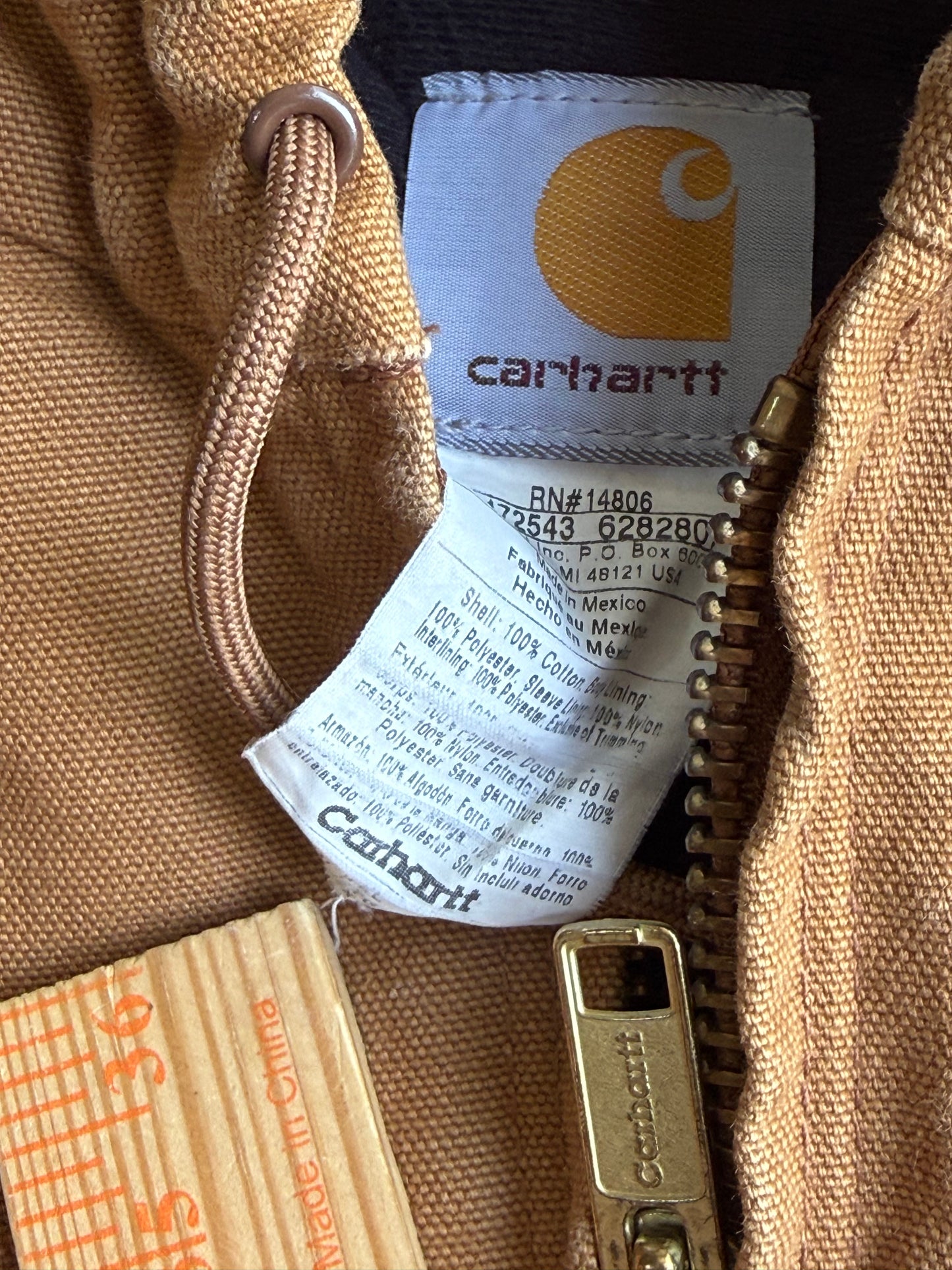 Vintage Tan Hooded Carhartt Jacket - XXL