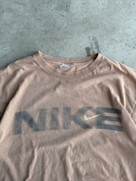 Vintage Brown Nike Spell Out Tee - L