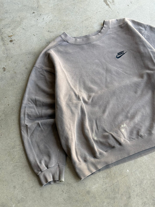 Vintage 90s Brown Nike Spell Out Crew - L