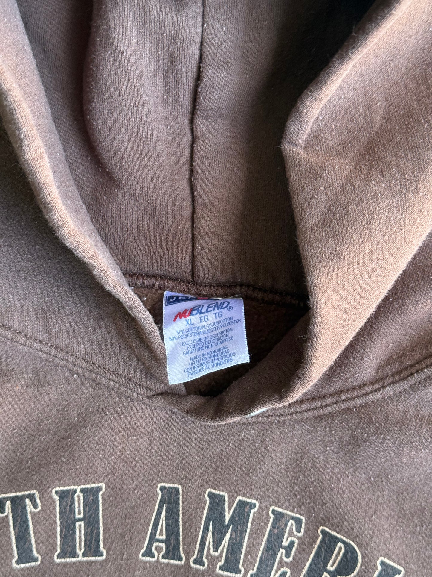 Vintage Brown Biker Hoodie - L