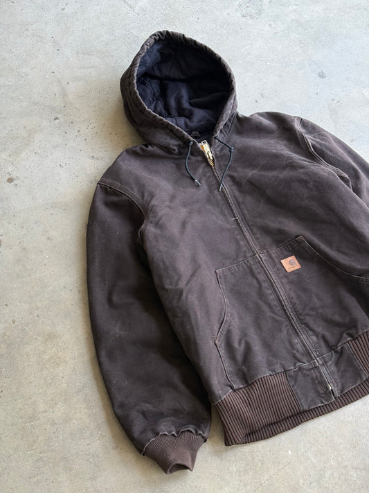 Vintage Brown Hooded Carhartt Jacket - S