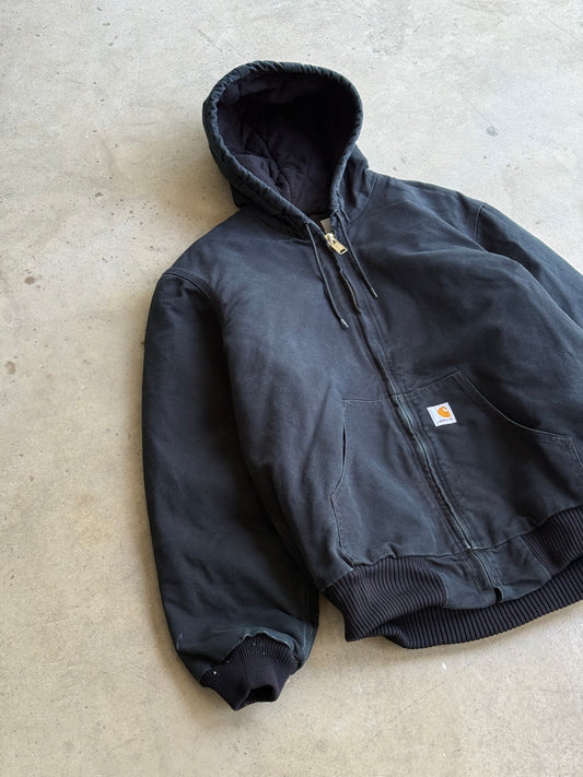 Vintage Black Hooded Charhartt Jacke - XL