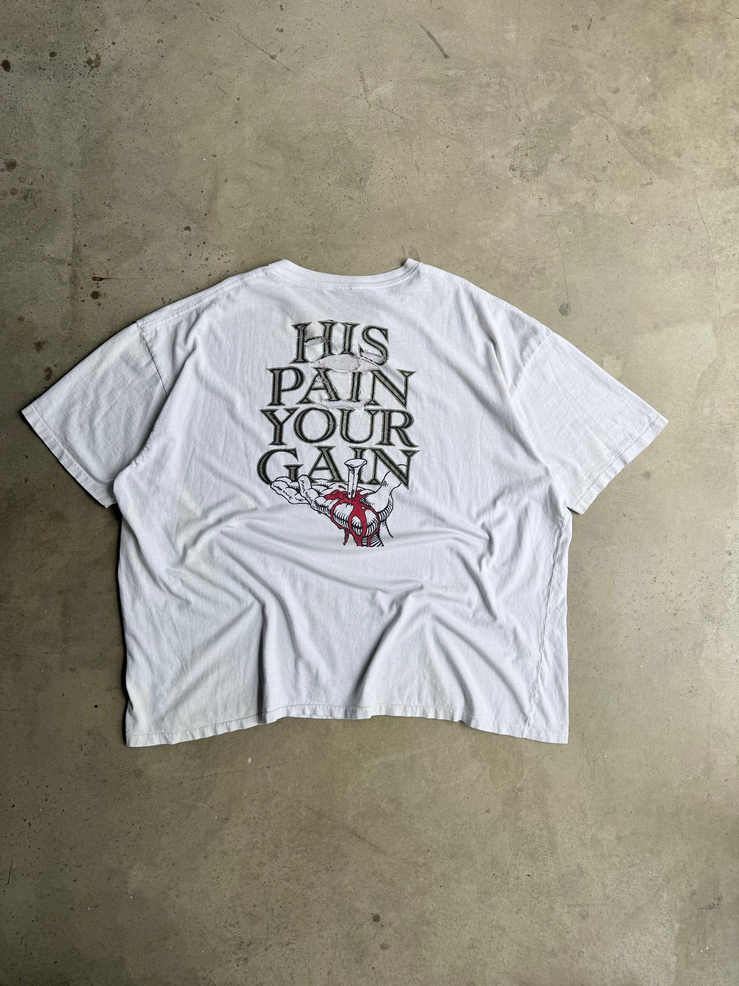 Vintage Distressed 90s Lords Gym White Tee - XXL