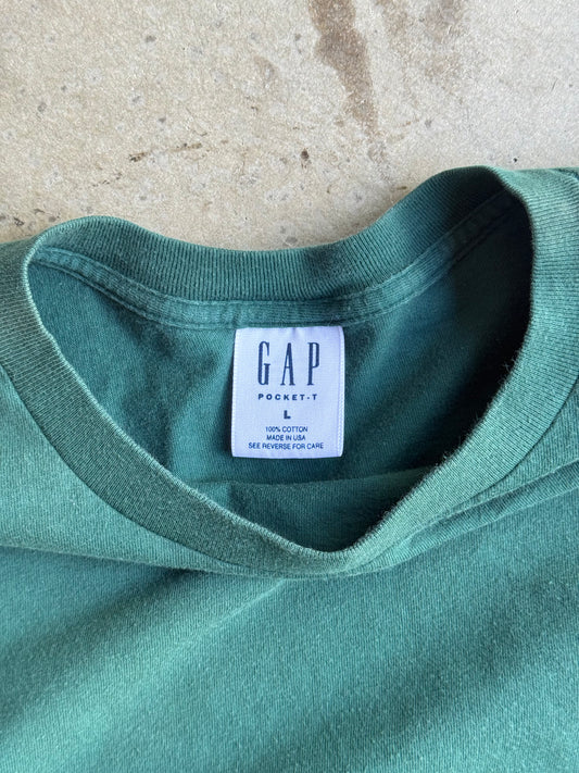 Vintage 90s Green Gap Pocket Tee - L