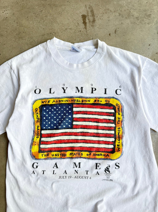 Vintage Olympics American Flag Tee - L