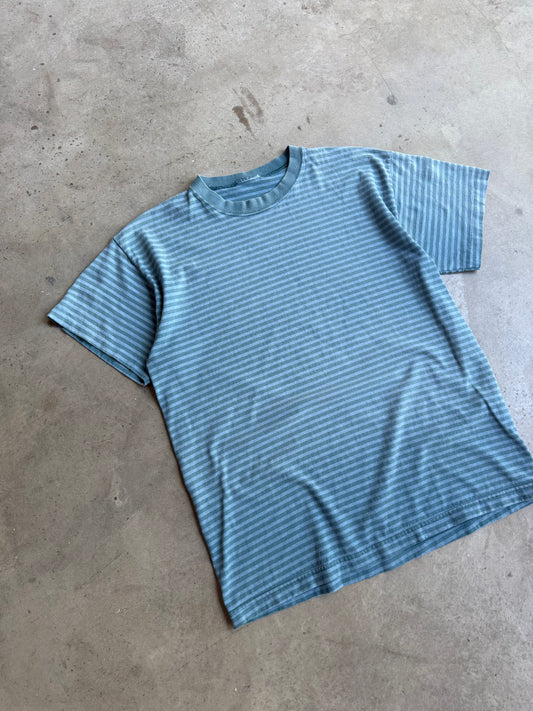 Vintage 90s Blue Pinstripe Tee - L