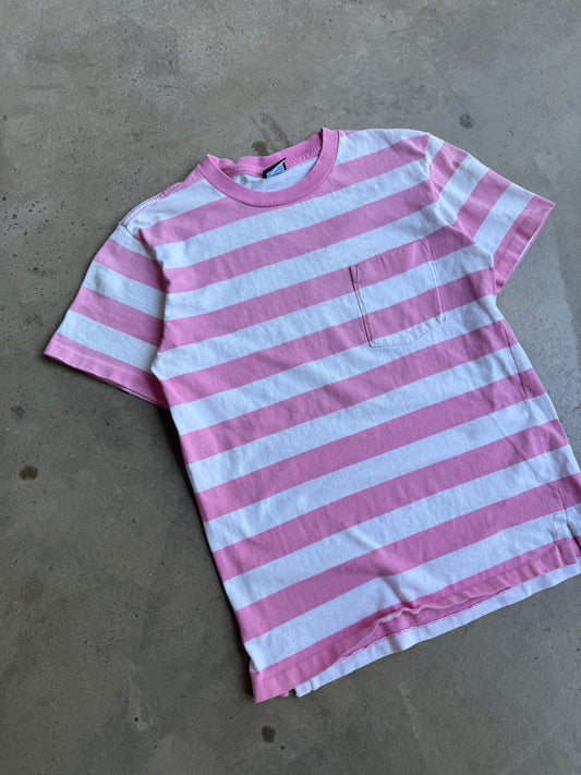 Vintage 90s Pink Striped Tee - S