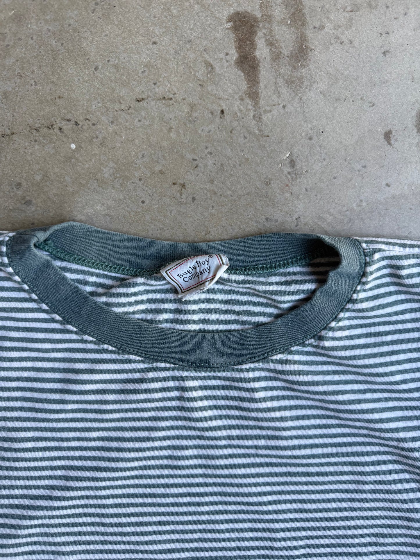 Vintage 90s Green Pinstripe Tee - L