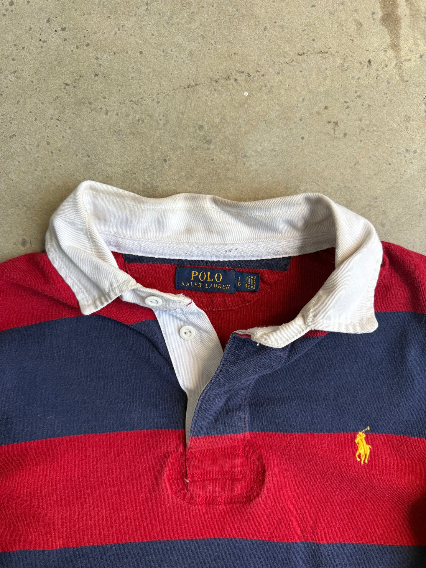 Vintage Red And Blue Polo Ralph Lauren Rugby Tee - L