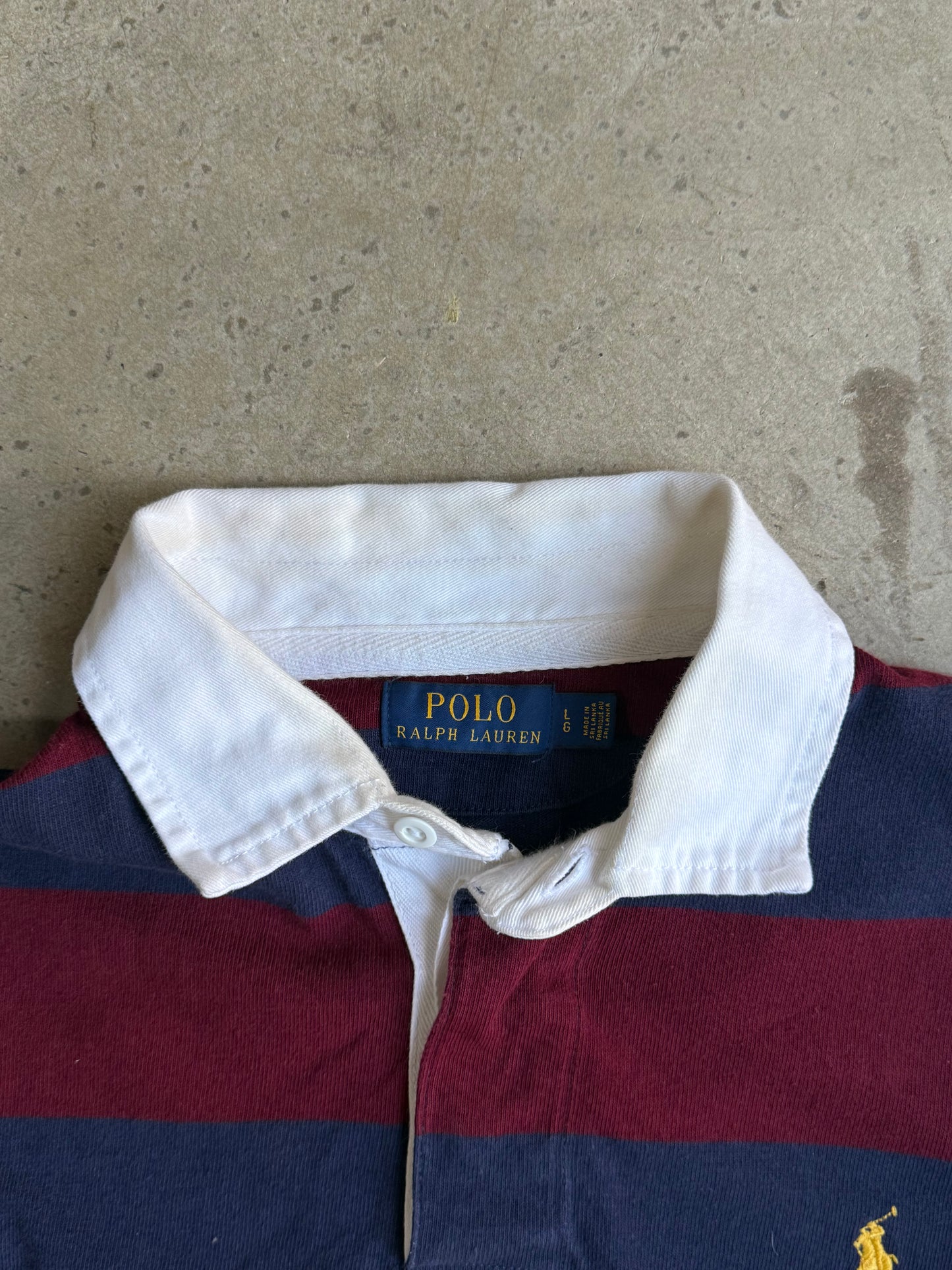 Vintage Maroon And Blue Polo Ralph Lauren Rugby Tee - L