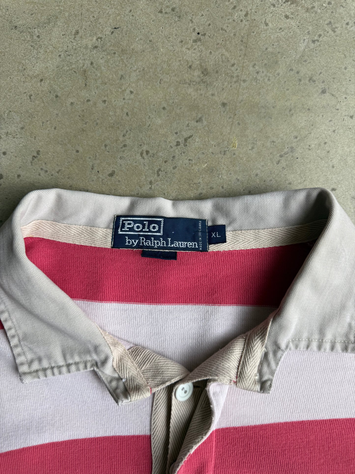 Vintage Pink Pinstripe Polo Ralph Lauren Rugby Tee - XXL
