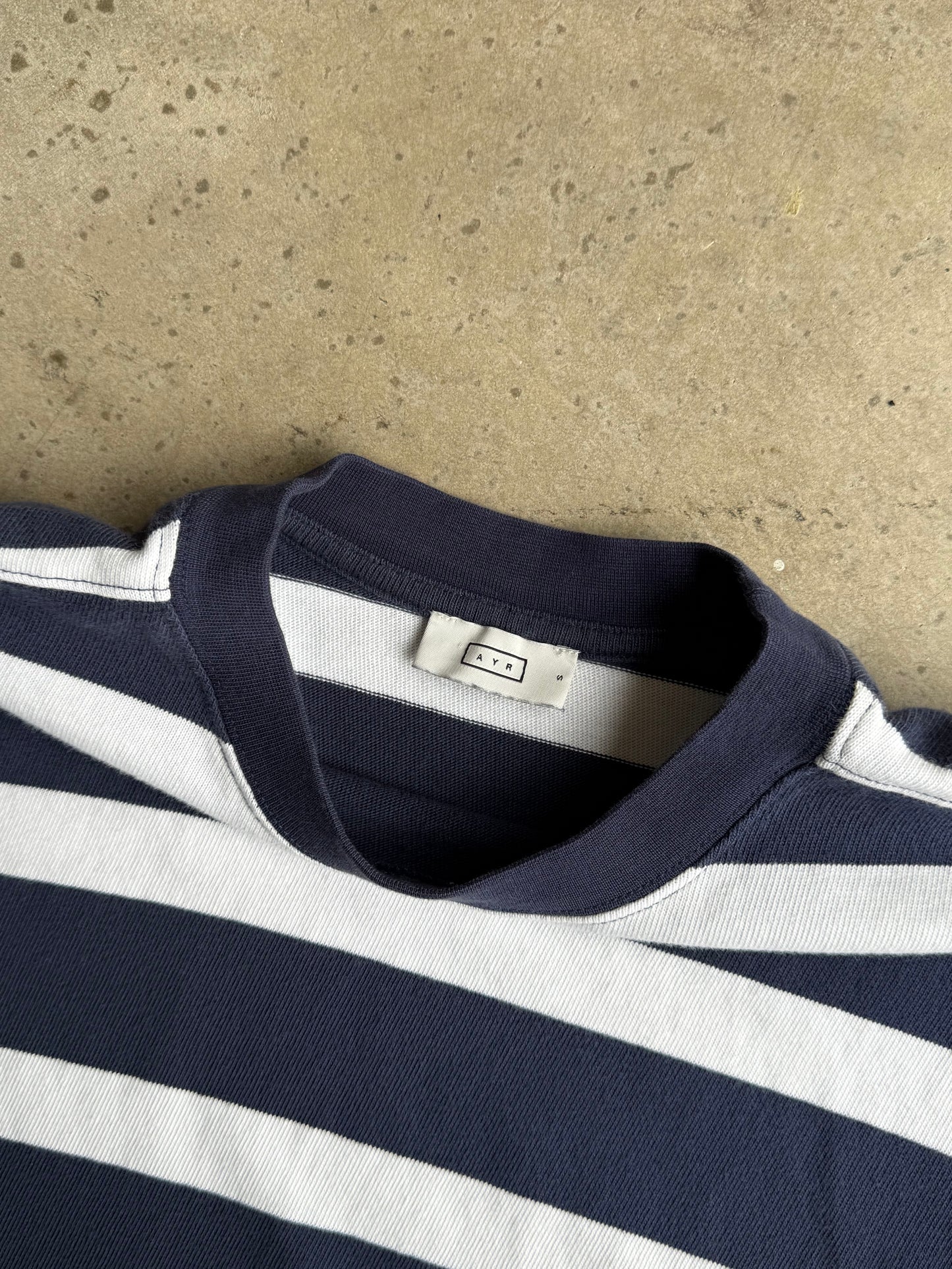 Vintage Blue Pinstripe Long Sleeve Tee - M