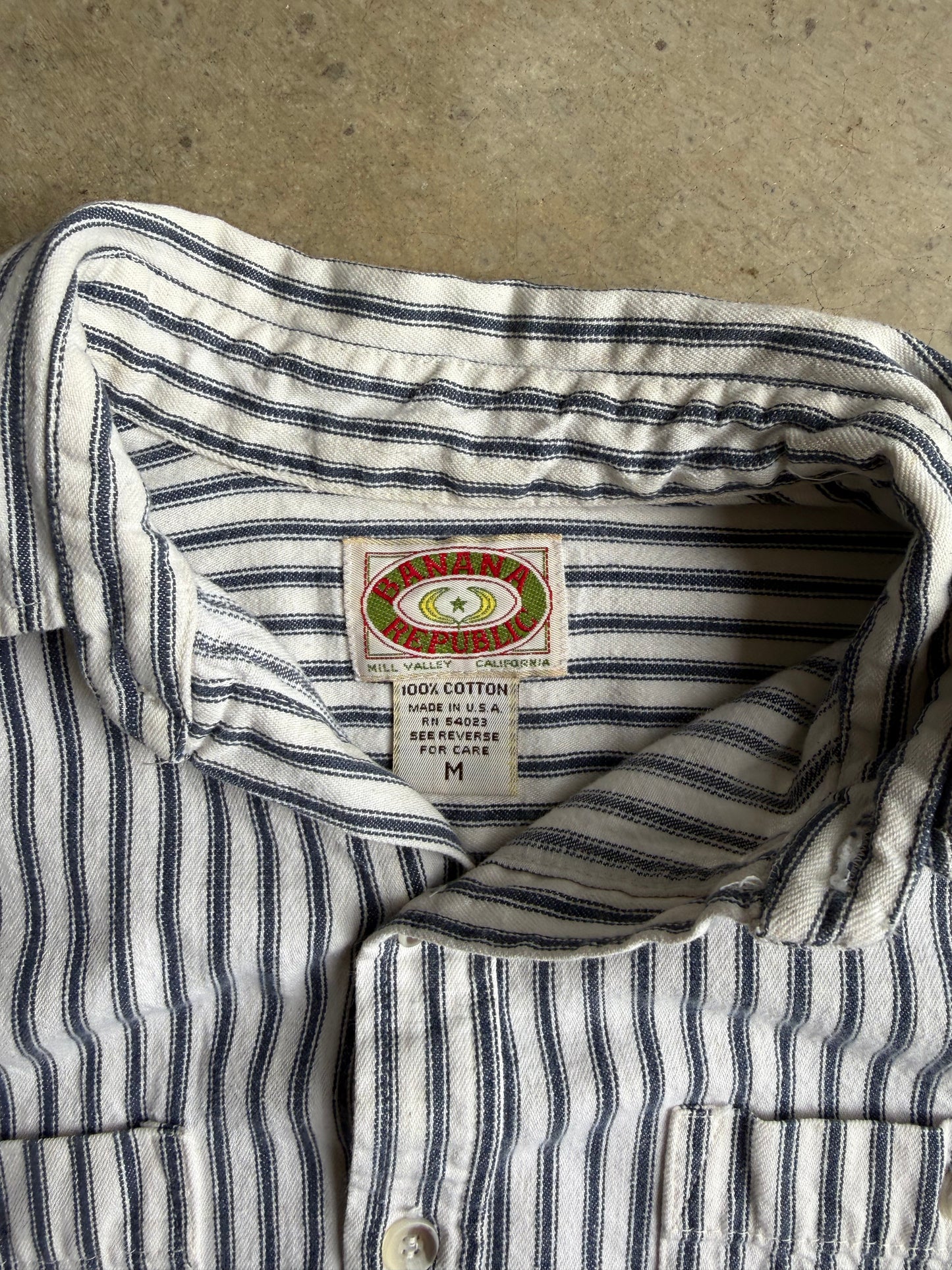 Vintage 90s Banana Republic Pinstripe Button Down Tee - MYA