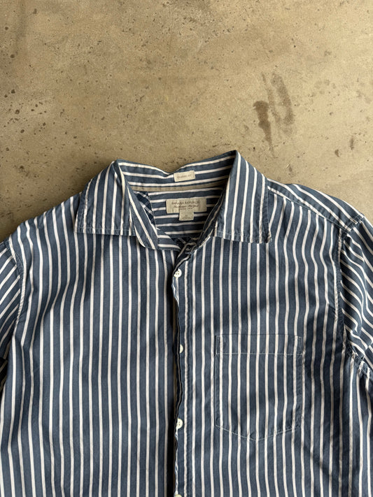 Vintage Cropped Banana Republic Pinstripe Button Down Tee - M