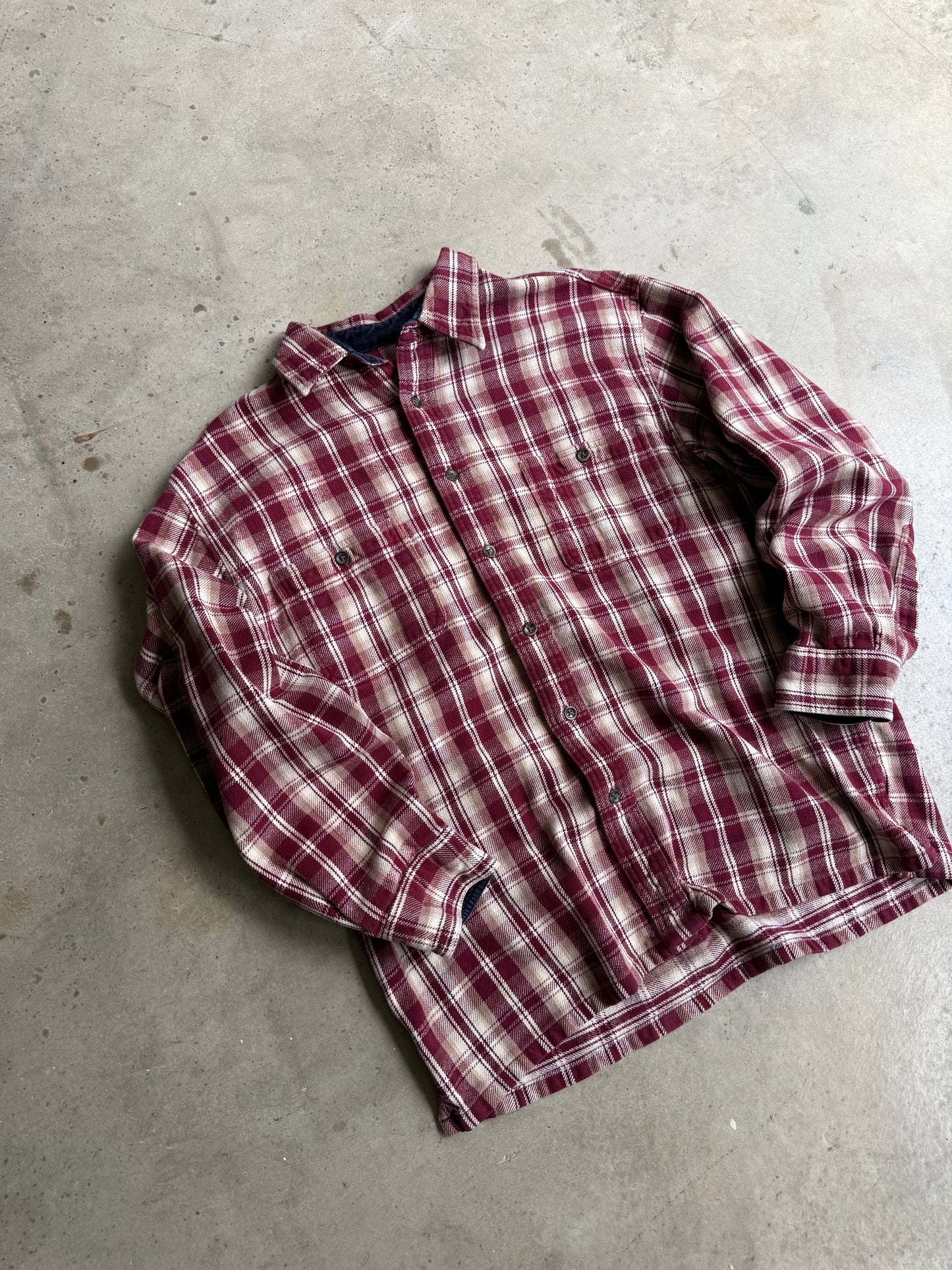 Vintage Red Flannel Button Down Tee - L