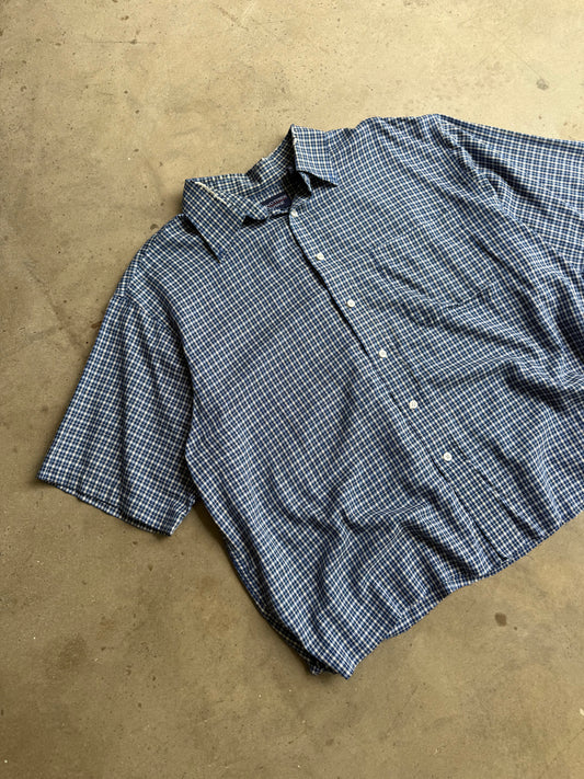 Vintage Blue Round Tree Button Down Tee - XL