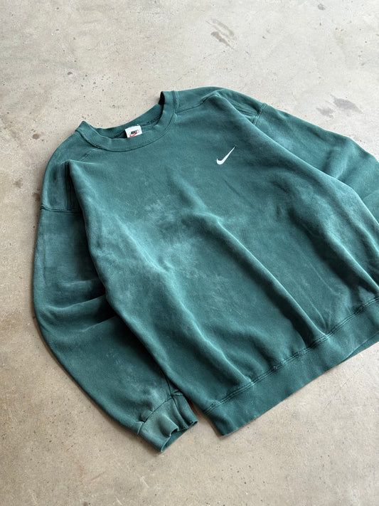 Vintage 90s Faded Forest Green Nike Crew - L