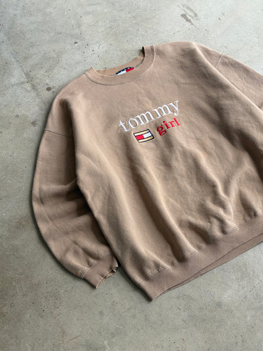 Vintage Taupe "Tommy Girl" Tommy Hilfiger Crew - XL