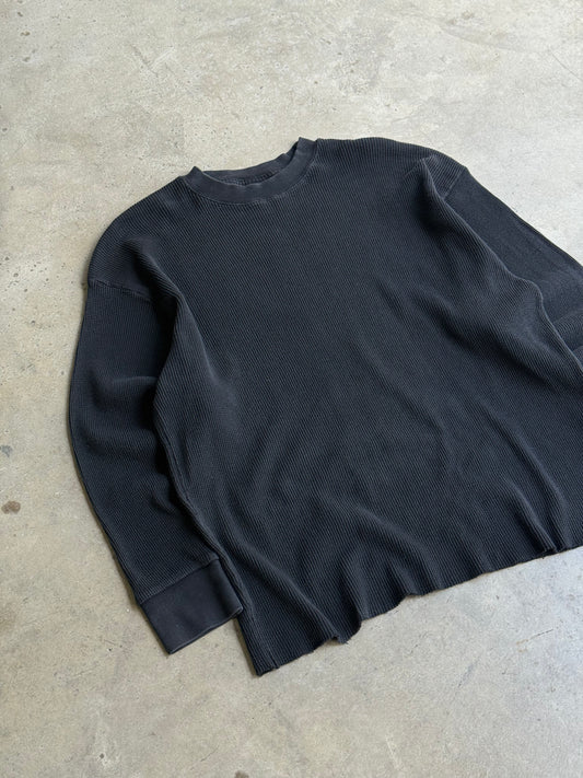 Vintage Waffle Knit Long Sleeve Tee - L