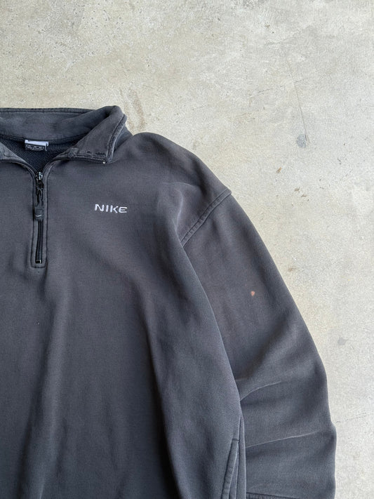 Vintage Nike Faded Black Quarter Zip Jacket - XL