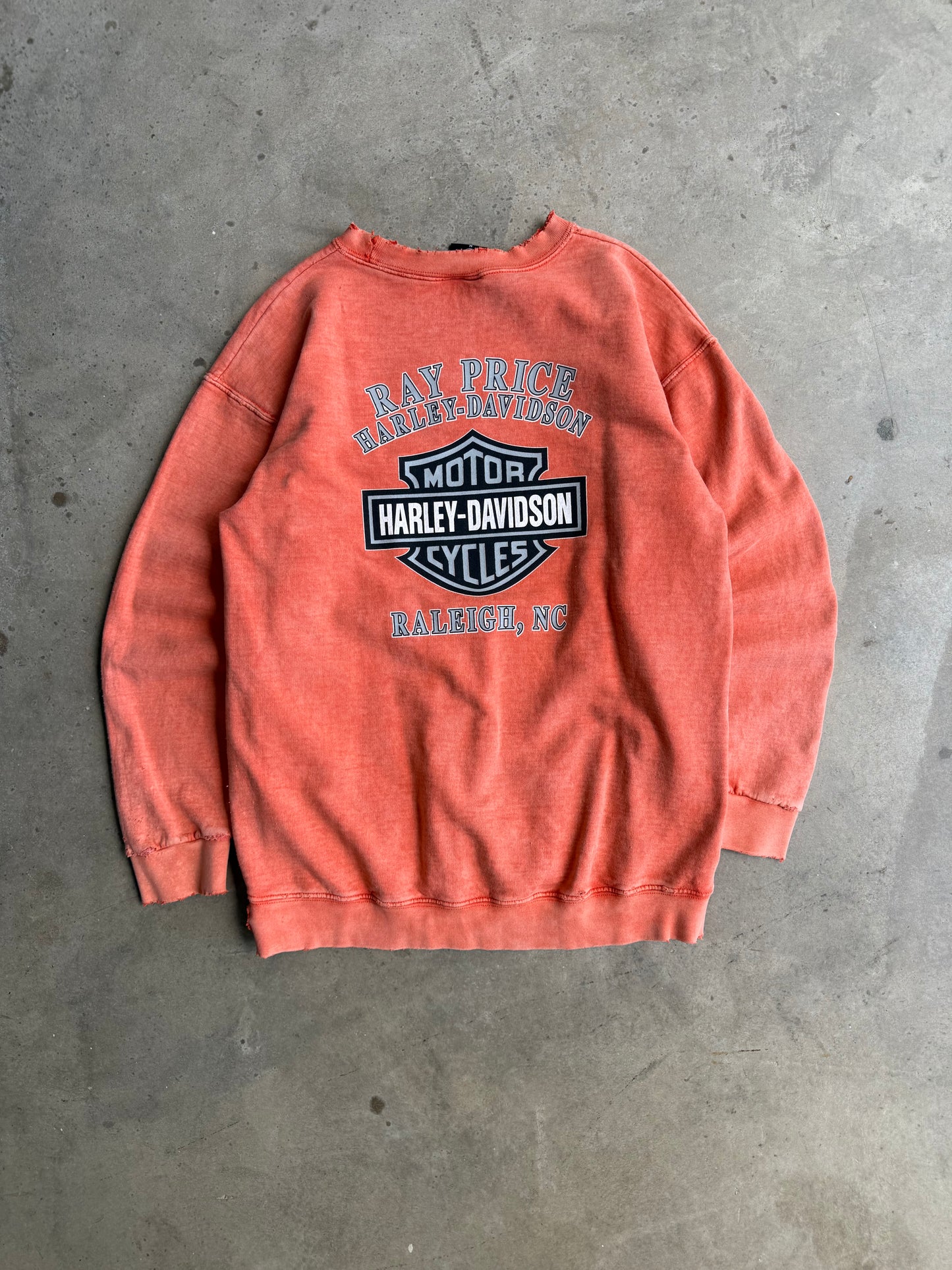 Vintage Orange Harley Davidson Crew - M
