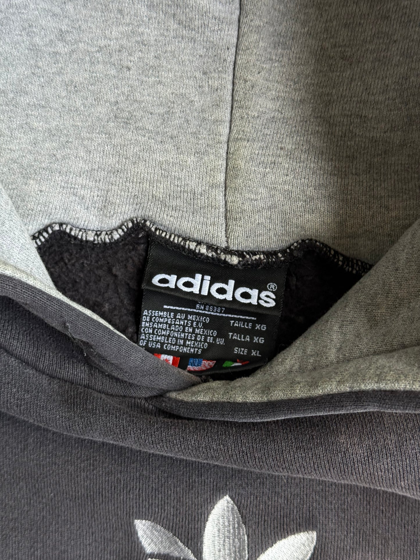 Vintage Faded 90s Adidas Center Logo Hoodie - XL