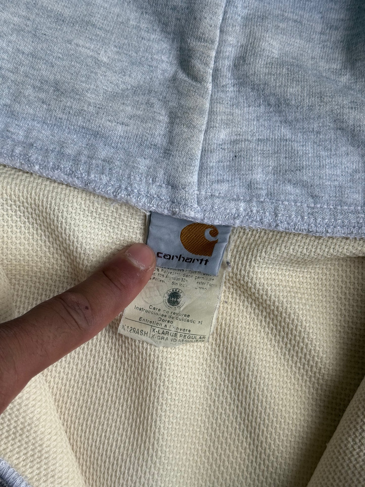 Vintage Carhartt Thermal Lined Zip Up Hoodie - XL