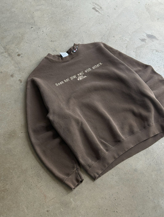 Vintage Brown No Fear Crew - M