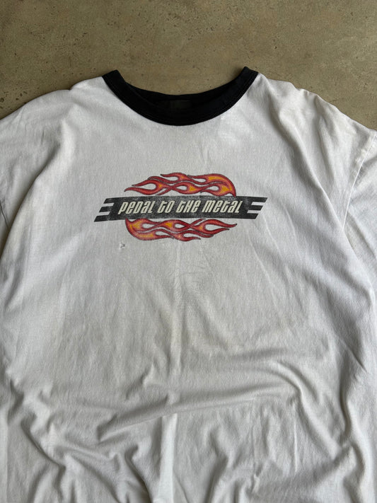 Vintage Faded Flame Ringer Tee - L