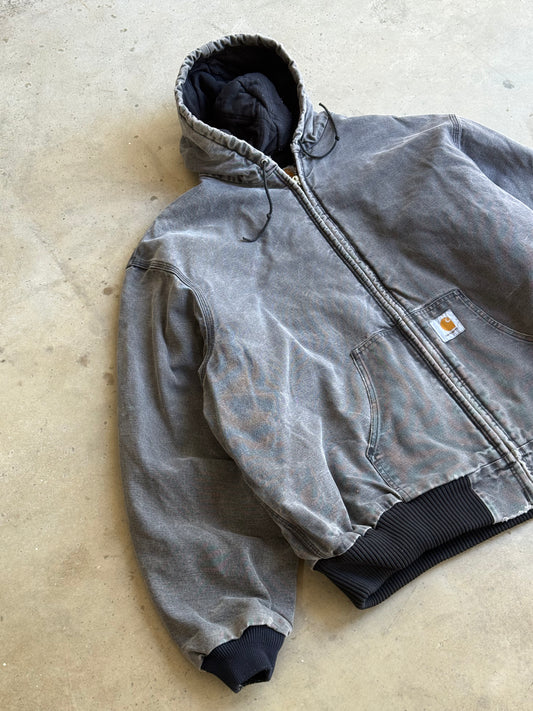 Vintage Faded Black Carhartt Hooded Jacket -XXL DZ