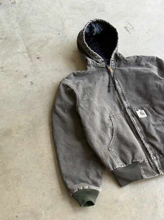 Vintage Faded Brown Hooded Carhartt Jacket - S