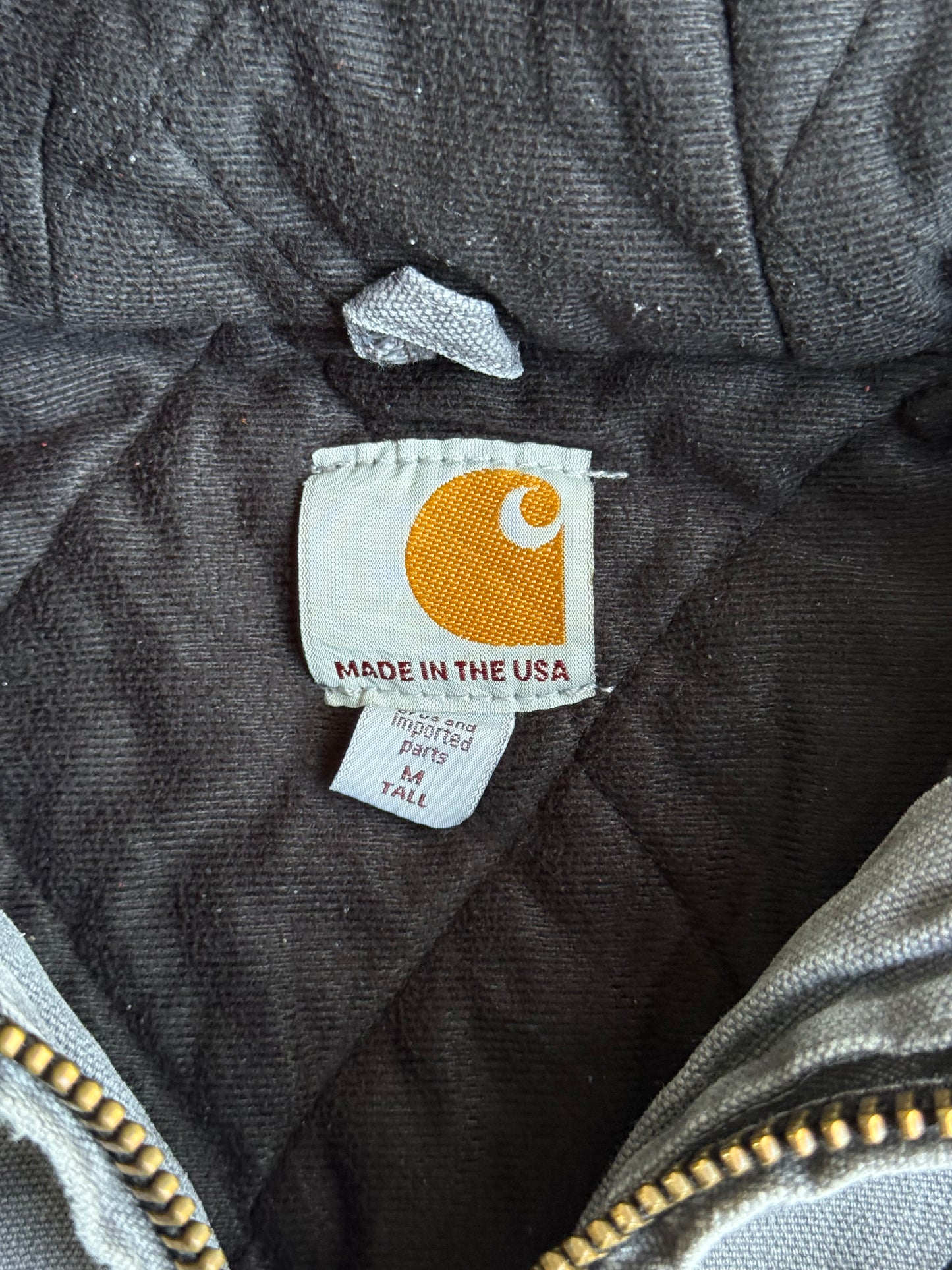 Vintage Charcoal Grey Hooded Carhartt Jacket - M DZ