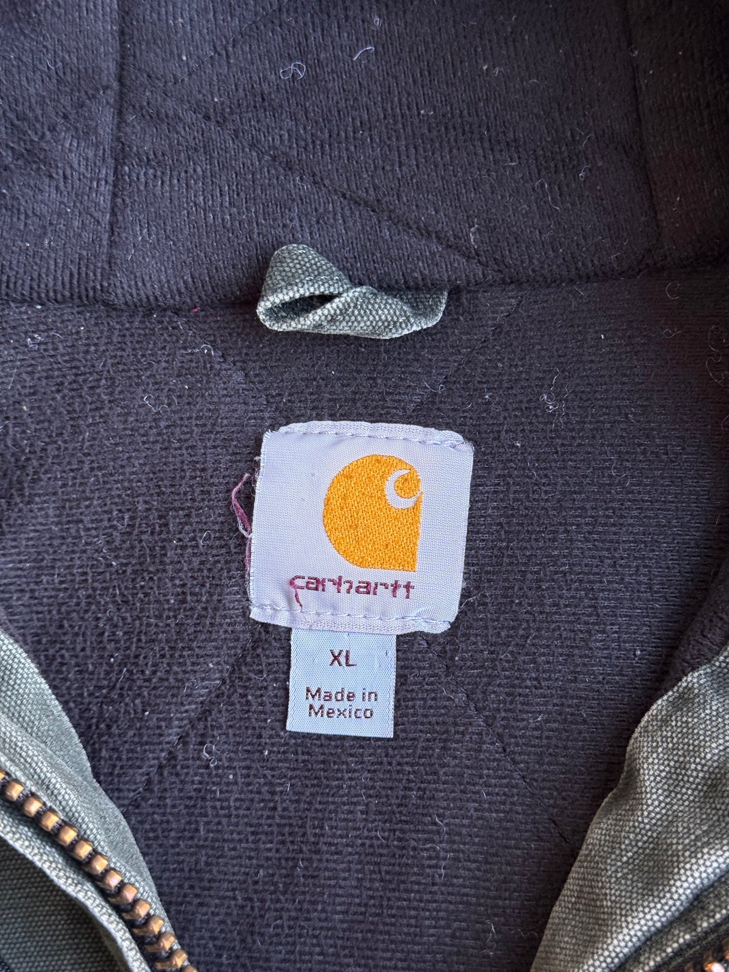 Vintage Faded Moss Green Carhartt Hooded Jacket - XL