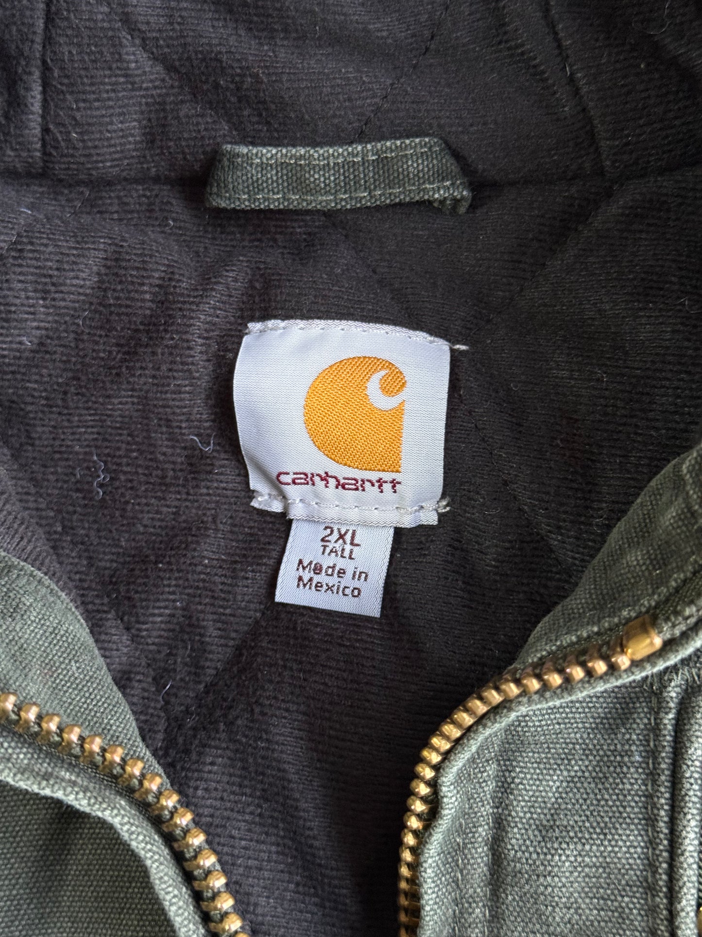 Vintage Mos Green Hooded Carhartt Jacket - XXL