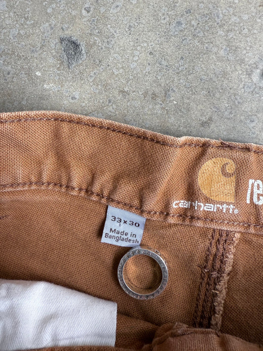 Vintage Tan Painted Carhartt Carpenter Shorts - 32