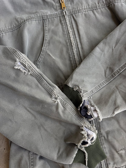 Vintage Faded and Distressed Green Hooded  Carhartt Jacket - XL