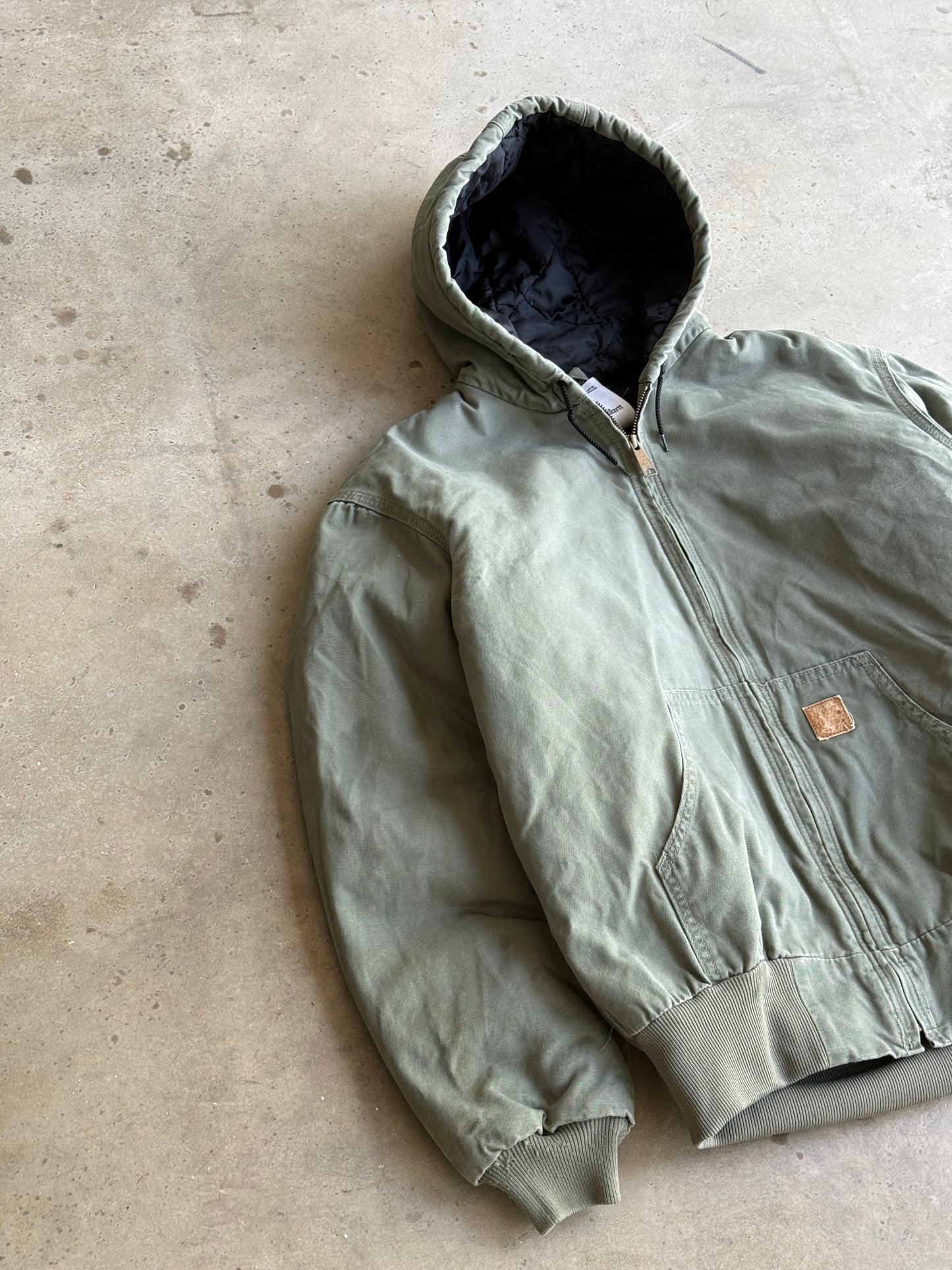 Vintage Faded Green Hooded  Carhartt Jacket - M