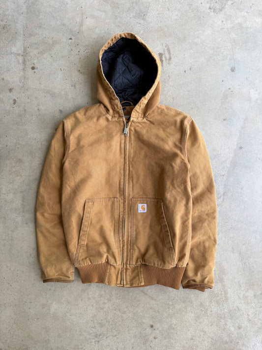 Vintage Tan Hooded Carhartt Jacket - S