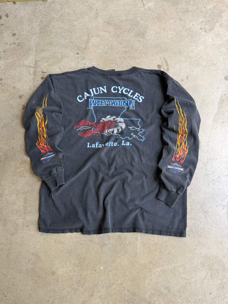 Vintage Harley Davidson Eagle Flame Sleeve Tee - XL