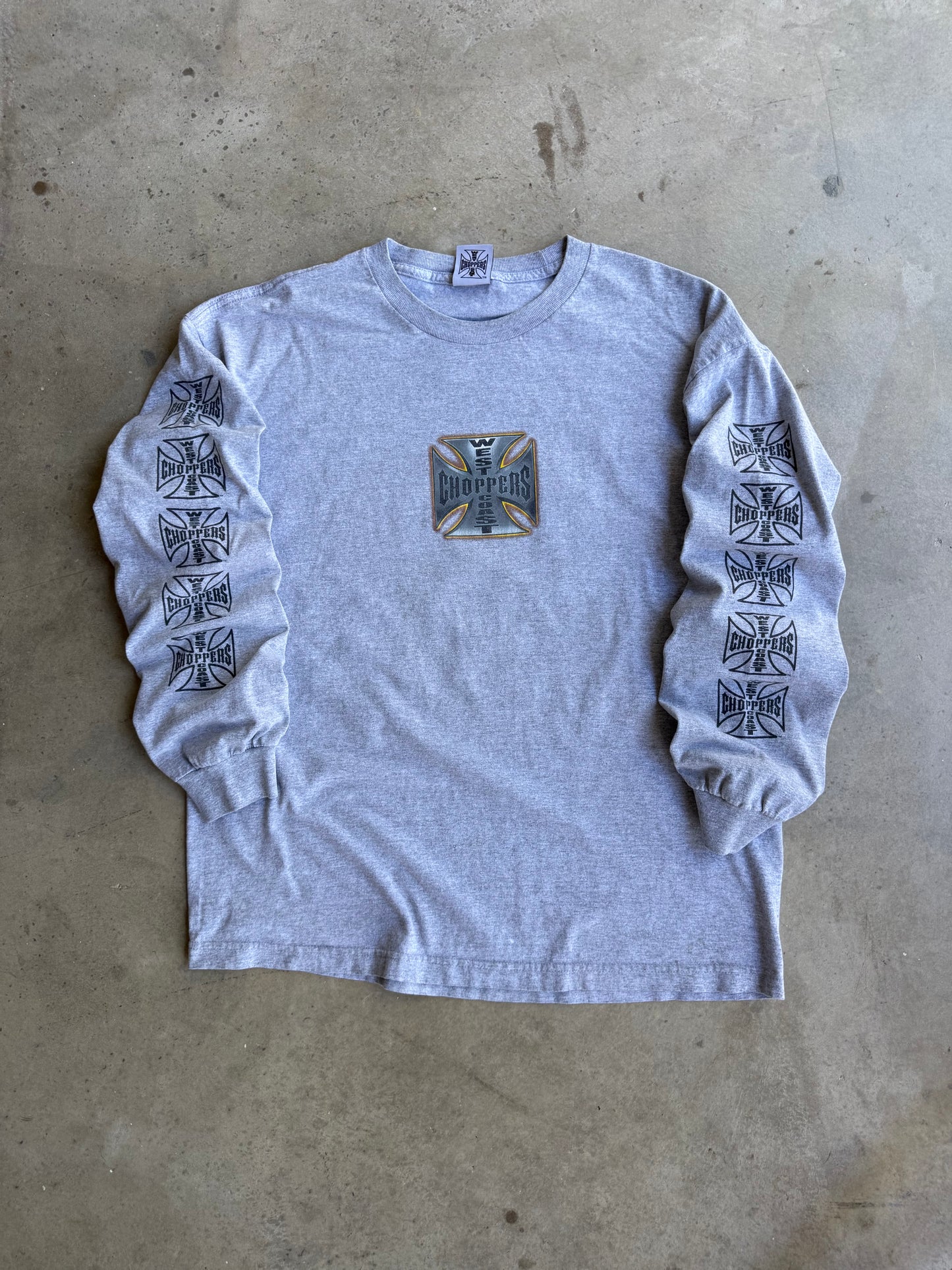 Vintage Grey West Coast Choppers Bike Long Sleeve Tee - L