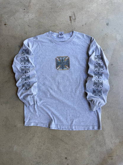 Vintage Grey West Coast Choppers Bike Long Sleeve Tee - L