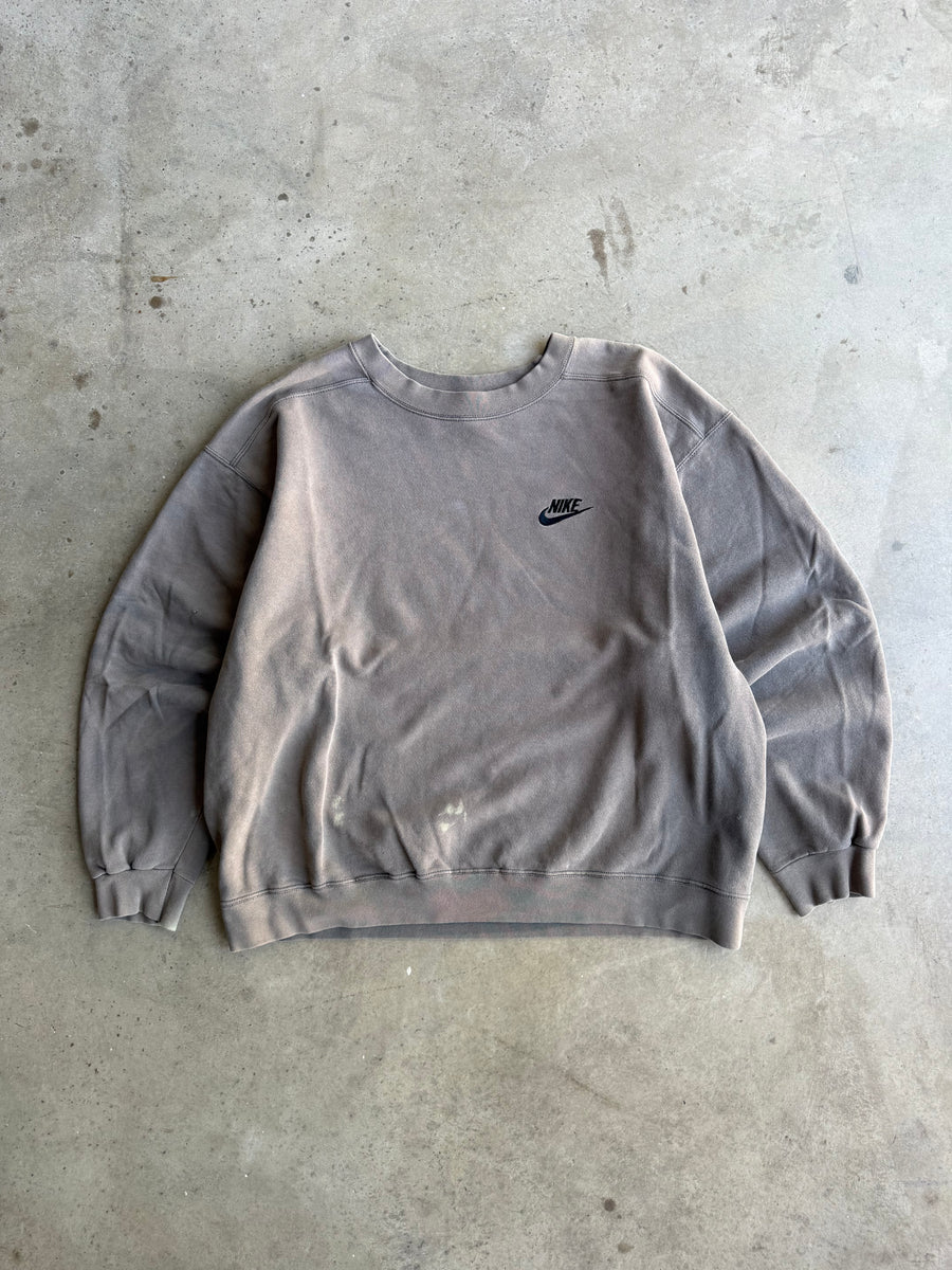 Vintage 90s Brown Nike Spell Out Crew - L