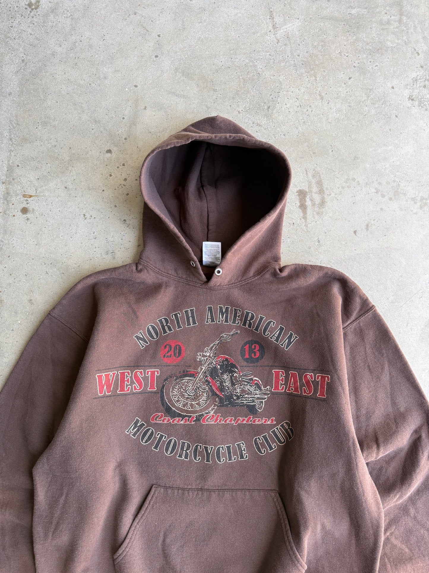 Vintage Brown Biker Hoodie - L