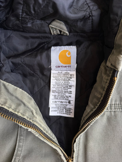 Vintage Faded and Distressed Green Hooded  Carhartt Jacket - XL