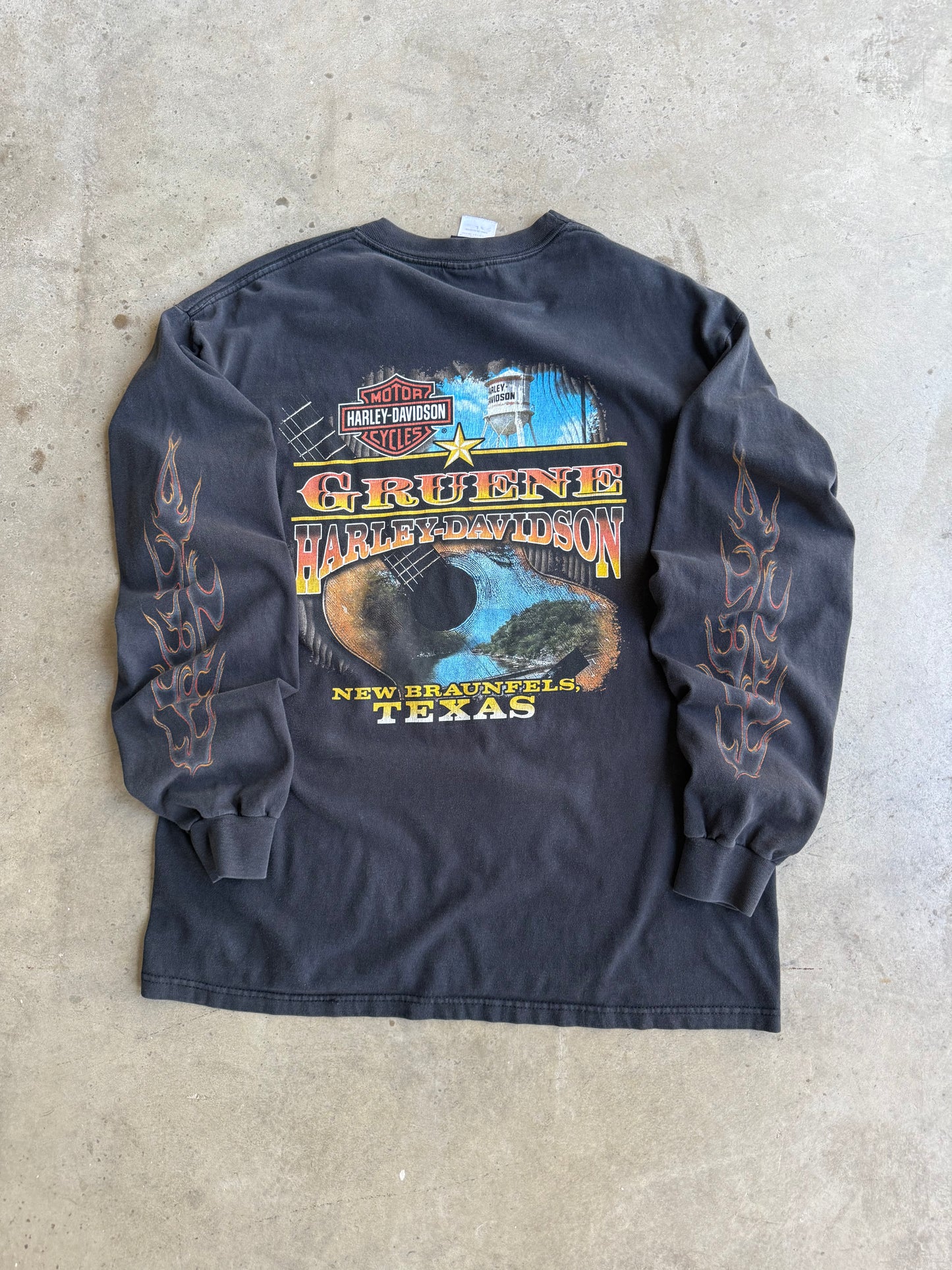 Vintage Flame Harley Davidson Long Sleeve Tee L