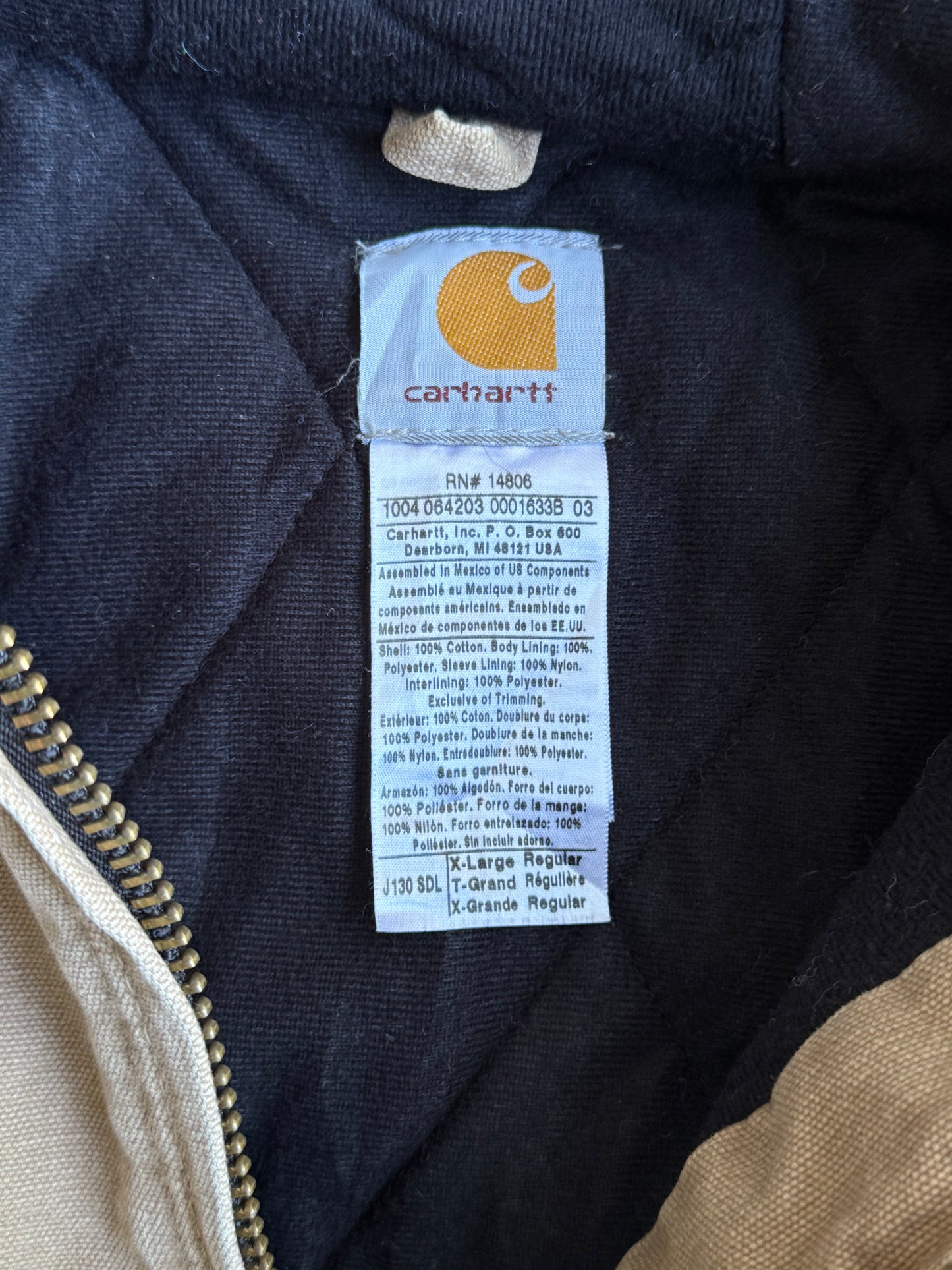 Vintage Tan Hooded Carhartt Jacket -XL