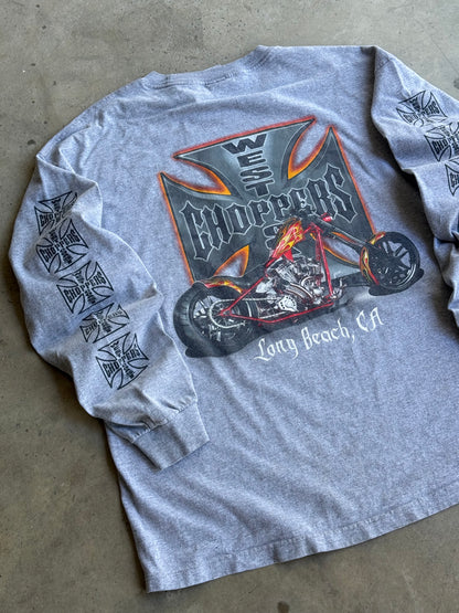 Vintage Grey West Coast Choppers Bike Long Sleeve Tee - L