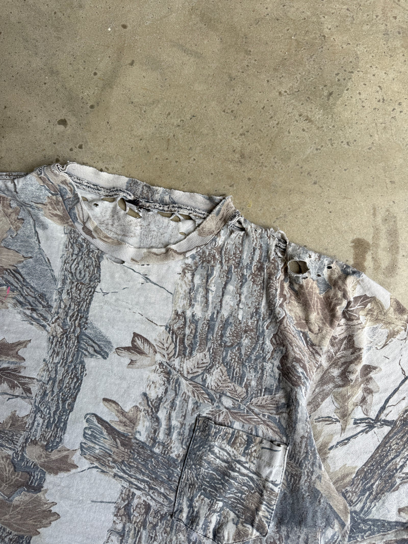 Vintage Faded/Thrashed Camo Tee - L