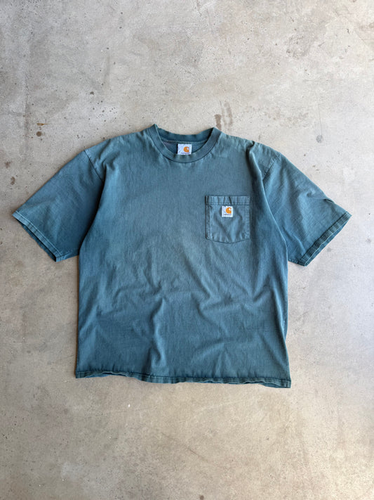 Vintage Faded Green 90s Carhartt Tee - L