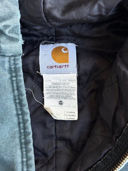 Vintage Faded Forest Green Hooded Carhartt Jacket- S